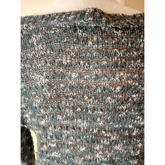 Maurices Womens Sweater Lg Green and Copper Metallic Open Knit Fabric 3/4 Sleeve - Picture 6 of 15